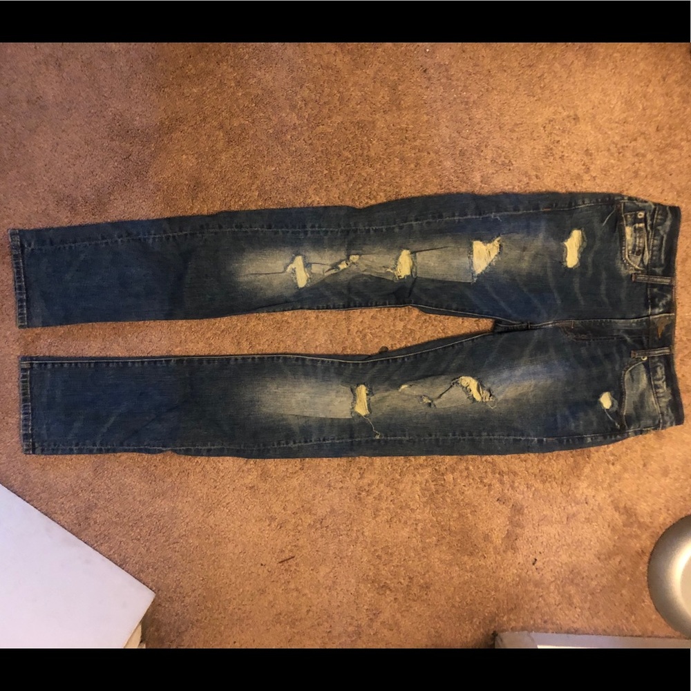 Dark blue slim ripped jeans